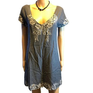 Y2K ASOS Floral Embroidery  Women 6 Midi Dress Gray Fairy Goth Romantic